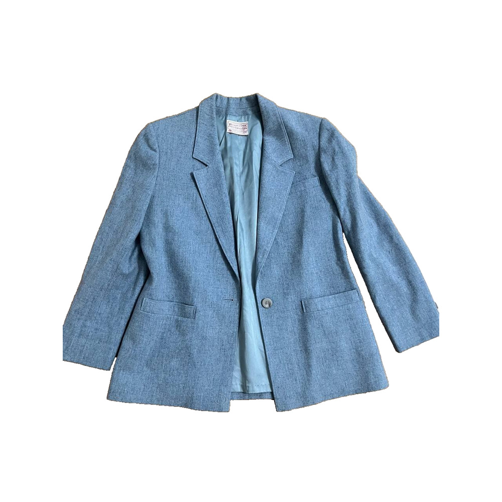 Pendleton Vintage Wool Blazer Blue‎ Womens USA made one Button 12 A001548